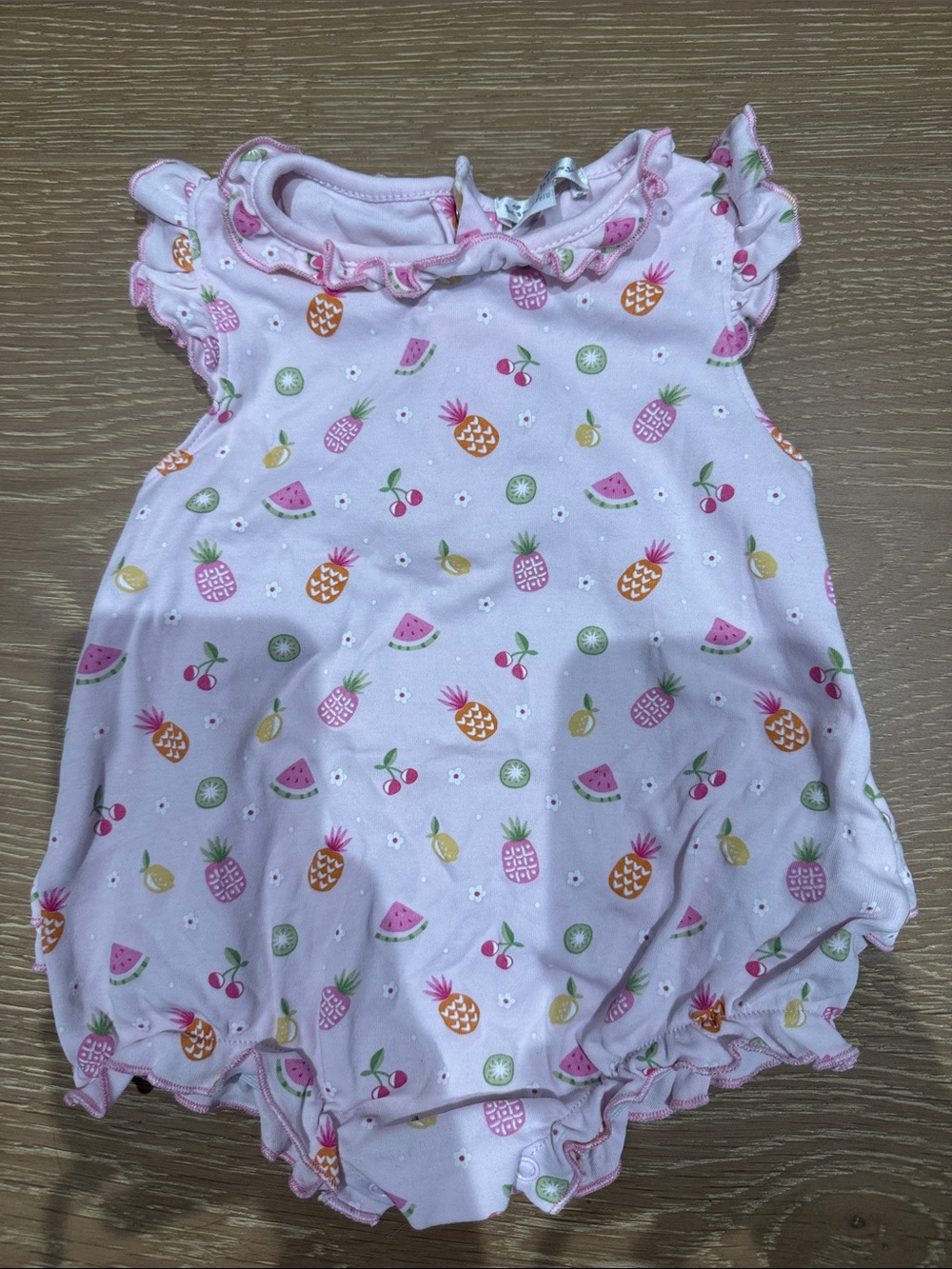 Kissy Kissy Baby Girls Pink Fruit Print Ruffle Romper